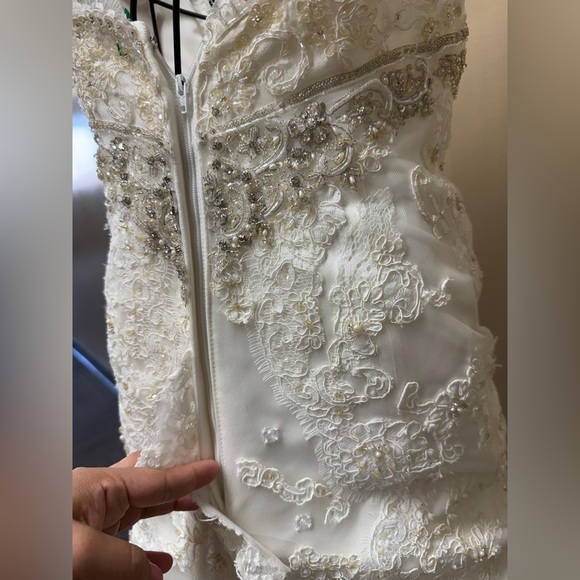 Casablanca Bridal, Elegant Cream Lace Wedding Dress - Picture 10 of 16